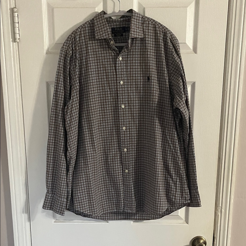 Polo by Ralph Lauren Men's Plaid Shirt - brown blue  and White
